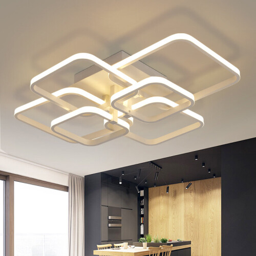 Living And Home (Suqare, 6 Heads) Modern Dimmable LED Chandelier Ceiling Light with Remote