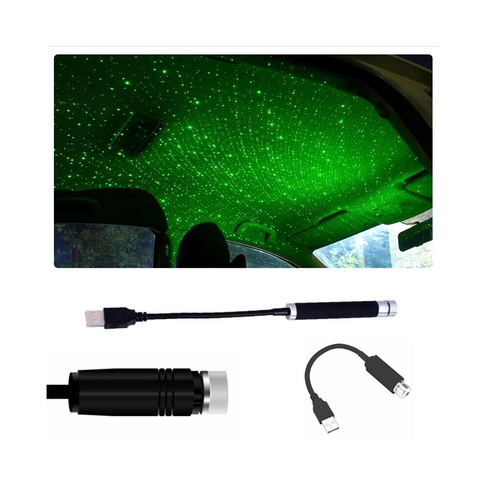 () Led Car Dome Decor Star Laser Projector Atmosphere Ambient Galaxy Usb Lamp Green/Light 9331400007308
