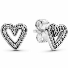 Pandora Sparkling Freehand Heart Stud Earrings 298685C01