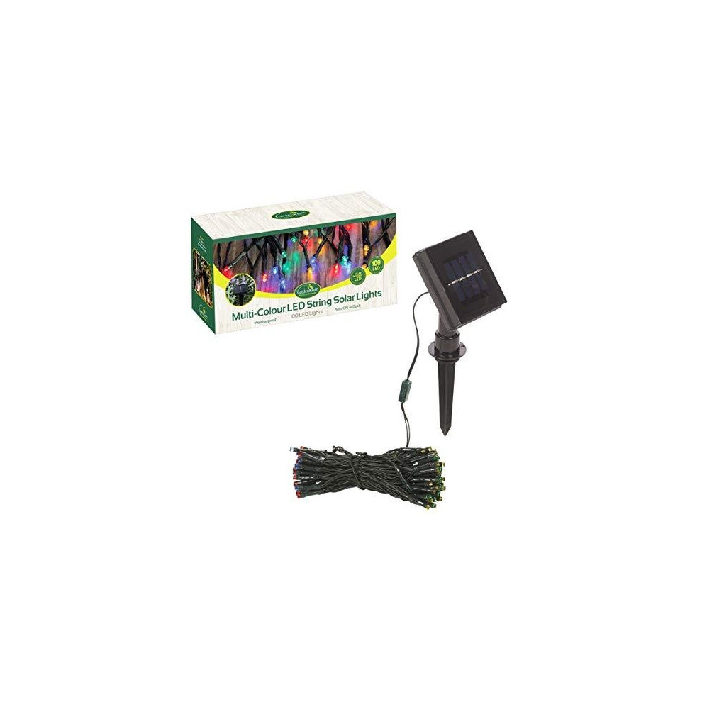 GardenKraft 15420 100 Multi-Coloured Solar Powered Outdoor LED String Lights