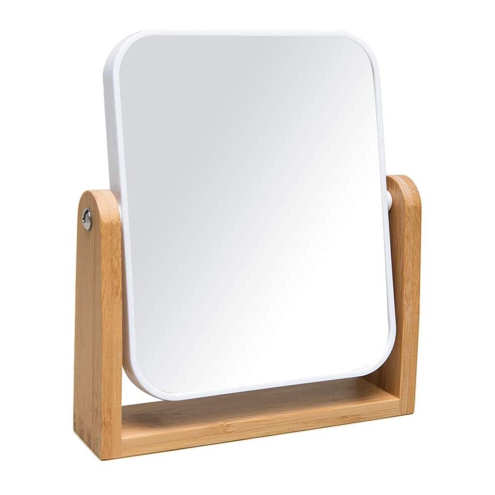 Yeake Vanity Makeup Mirror With Natural Bamboo Stand,8 Inch 1X/3X Magnification Double Sided 360 Degree Swivel Magnifying Mirror,Portable