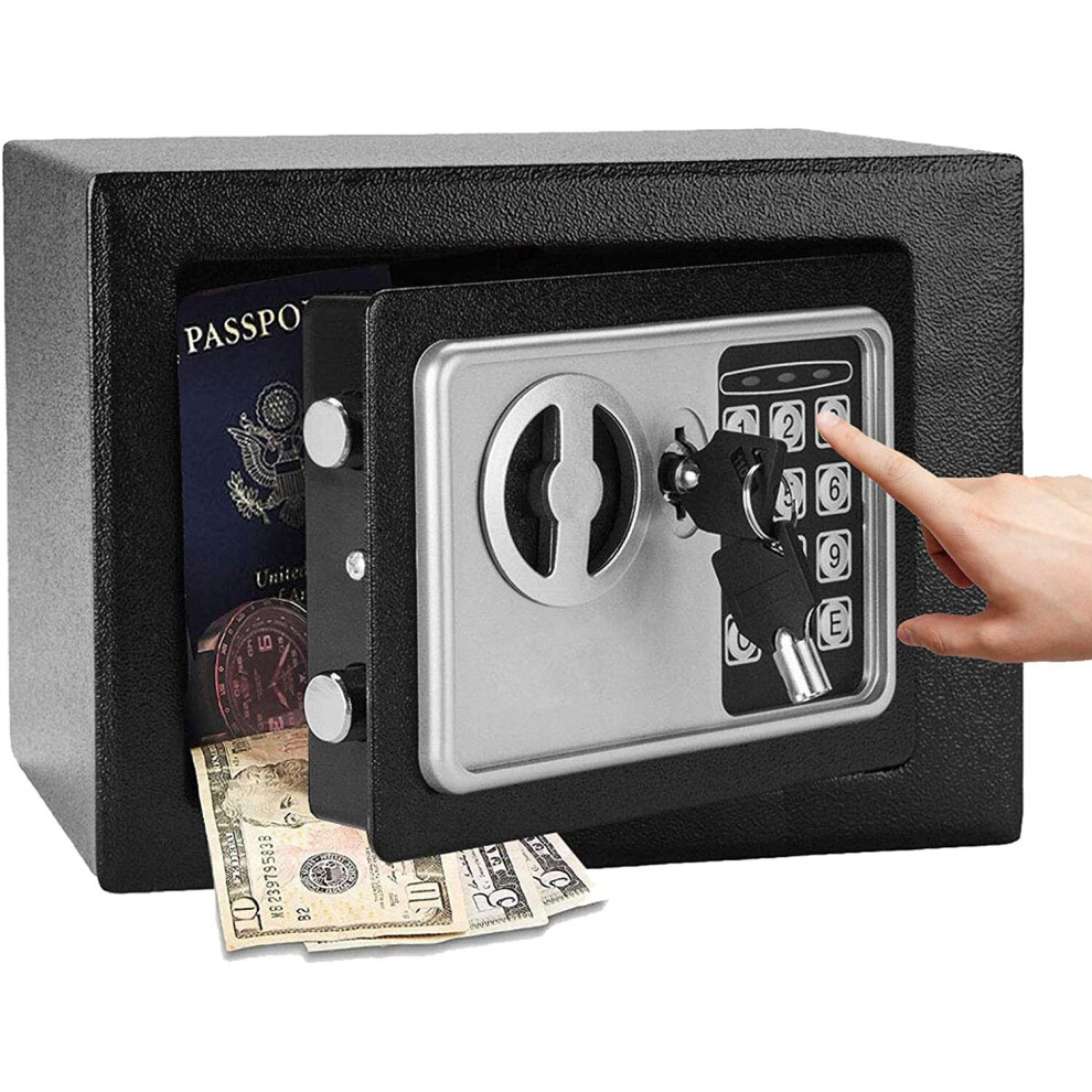 (4.6 L Black) Digital Steel Safety Box Electronic Coffer Deposit Box