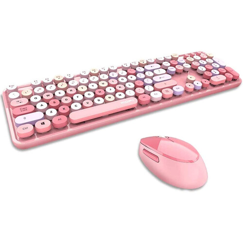 (pink mix) Wireless Keyboard & Mouse Set, Bluetooth Keyboard
