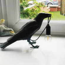 (Black standing table light) Bird Table/ Wall Lamps Resin Crow Desk Lamp Bedroom Sconce Light