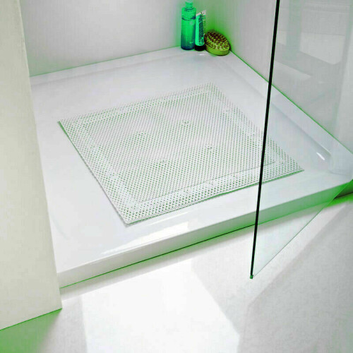 Shower Bath Mat Square Non Slip Cushioned Mat, Soft With 17 Suction, 52x52cm