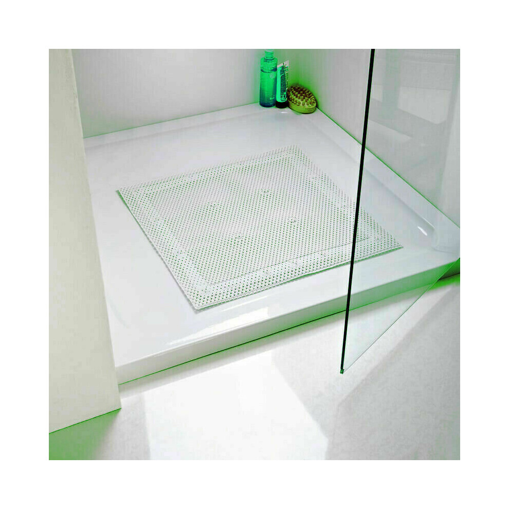 Shower Bath Mat Square Non Slip Cushioned Mat, Soft With 17 Suction, 52x52cm