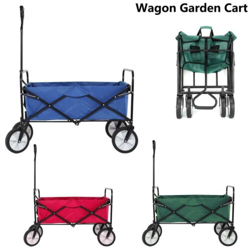 Foldable Pull Along Wagon Garden Trailer Hand Cart Utility Trolley on OnBuy