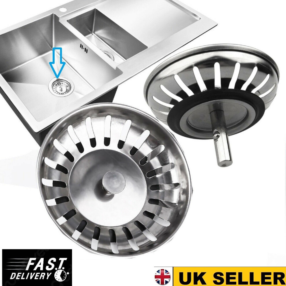 2x Stainless Steel Replacement Kitchen Sink Drain Strainer Drainer