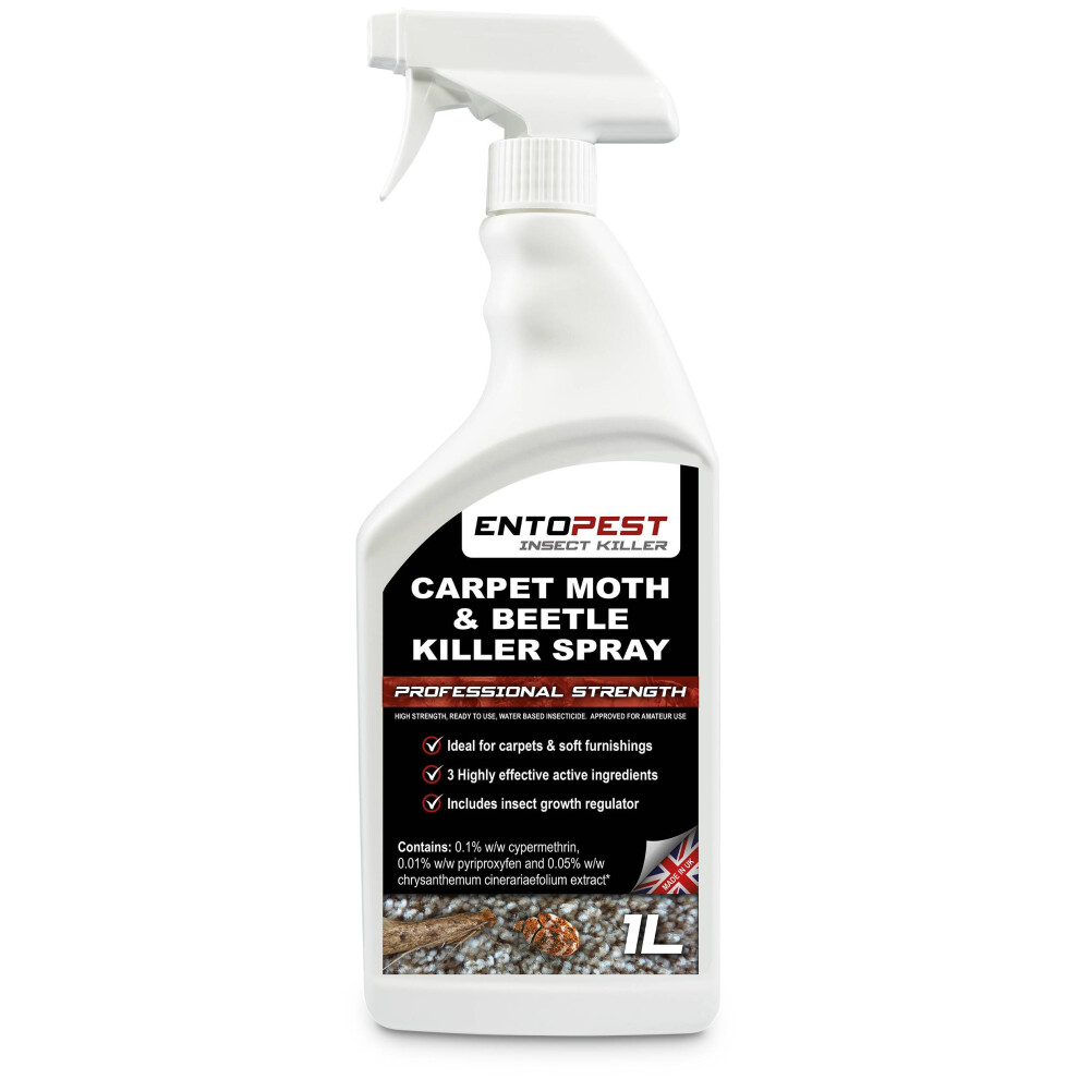 Entopest Killer Spray Carpet Moth & Beetle Control 1L with Insect Growth Regulator