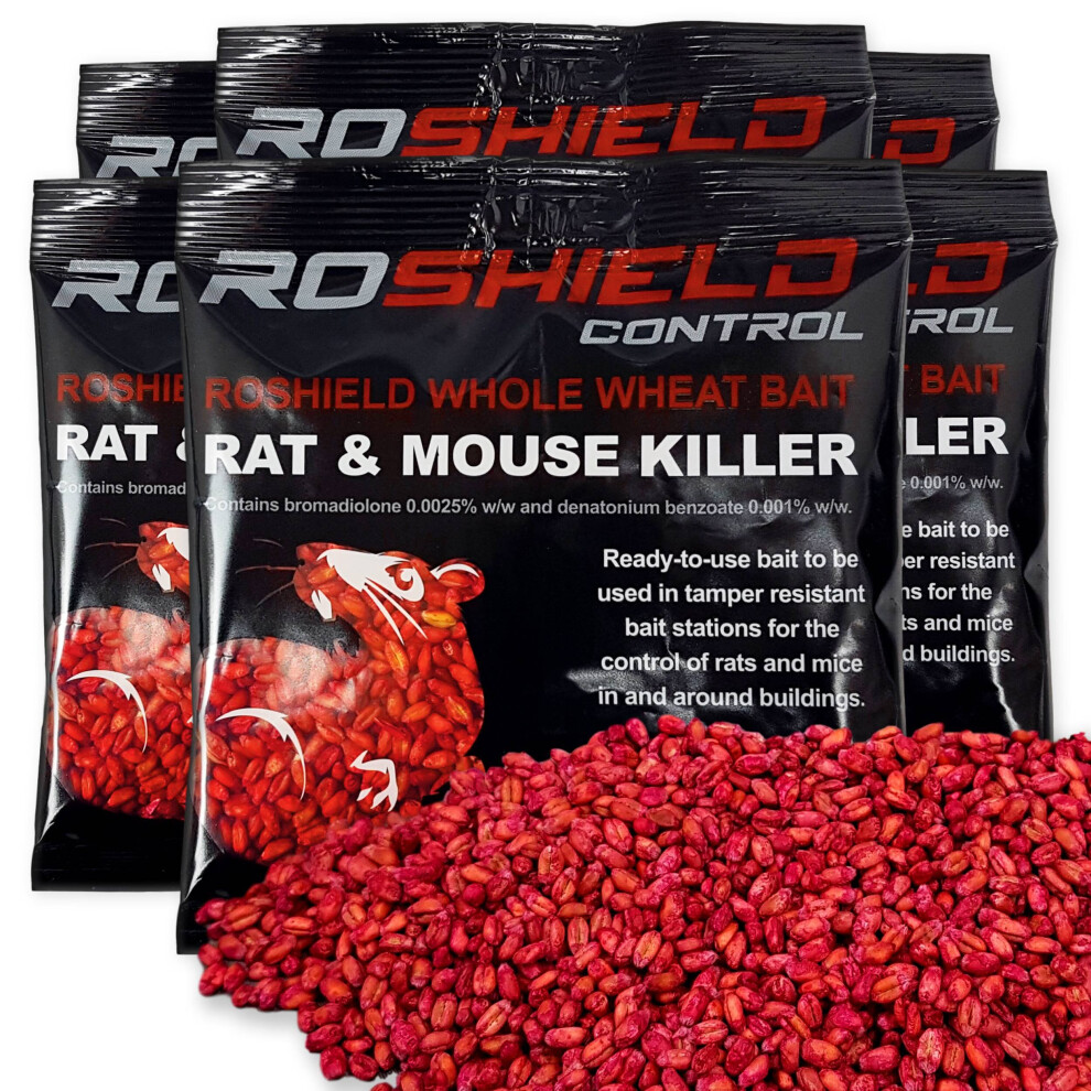 Roshield 2.Kg Whole Wheat Bait Sachets - Rat & Mouse Killer Control (14 X 150G Packs)