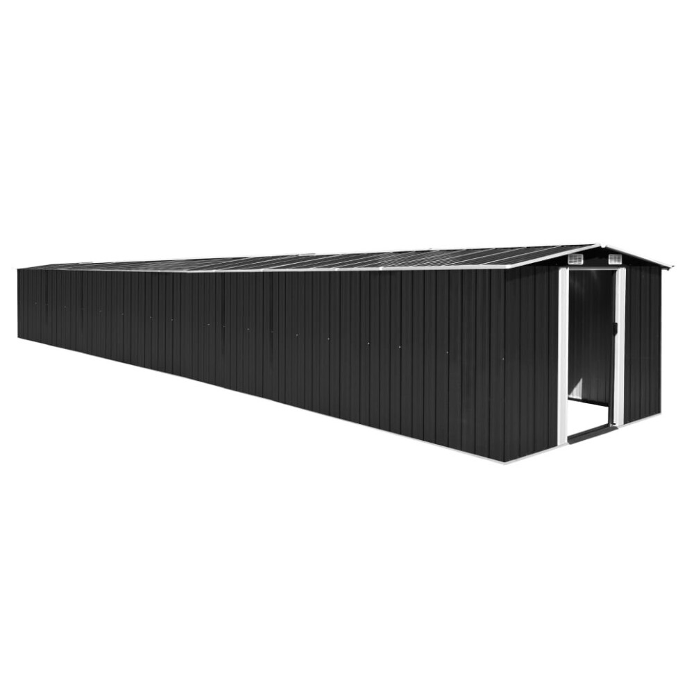 vidaXL Garden Shed Anthracite 257 cm Galvanised steel Storage House Carport