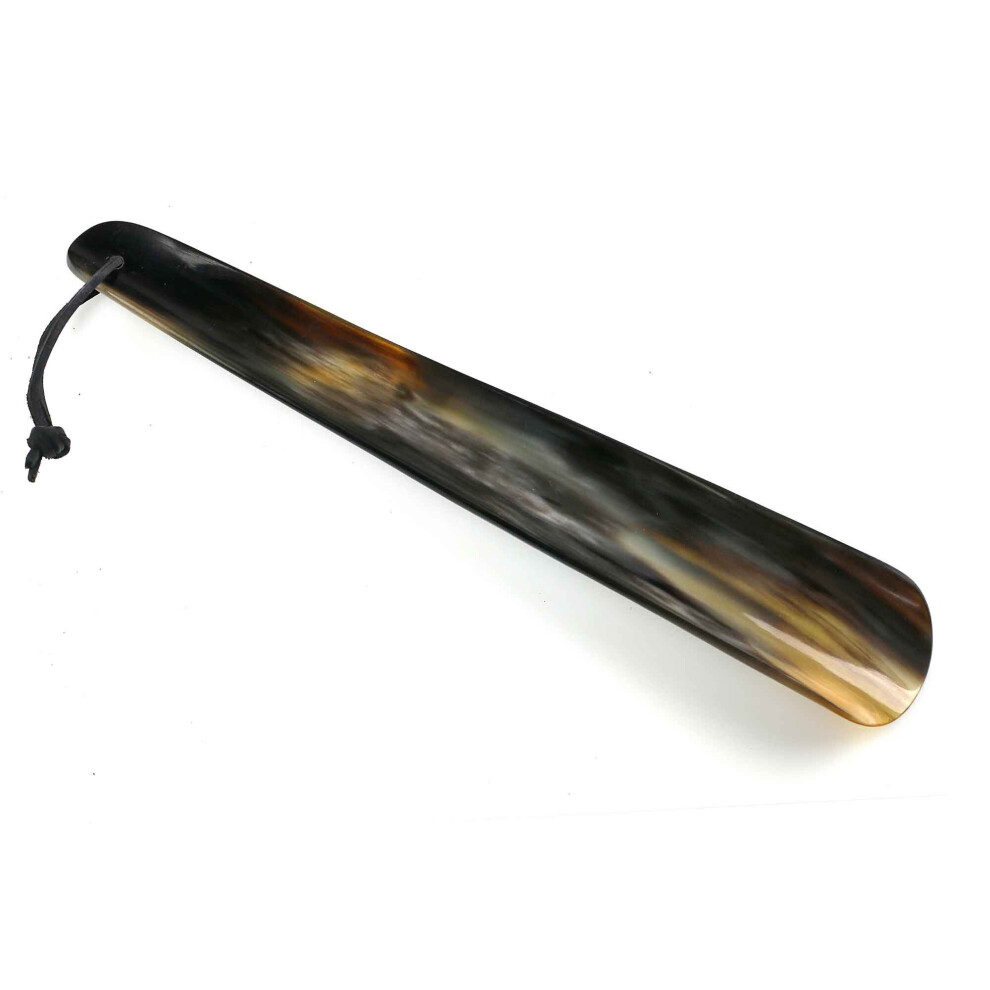 Real Horn 12 inch Shoe Horn with leather strap UK