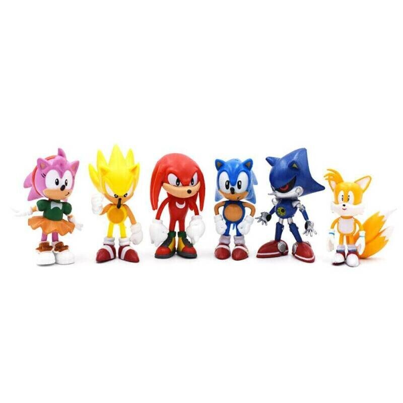6Pcs Sonic the Hedgehog PVC Action Game Figure Model Toy Collectible