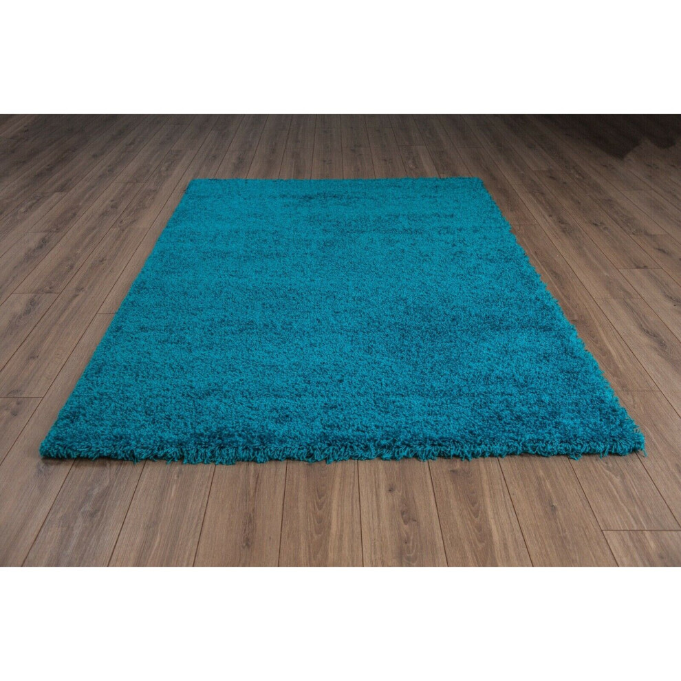 (60x110cm (2'x3'7"), Teal) Modern Small Large Various Colours Shaggy Rug