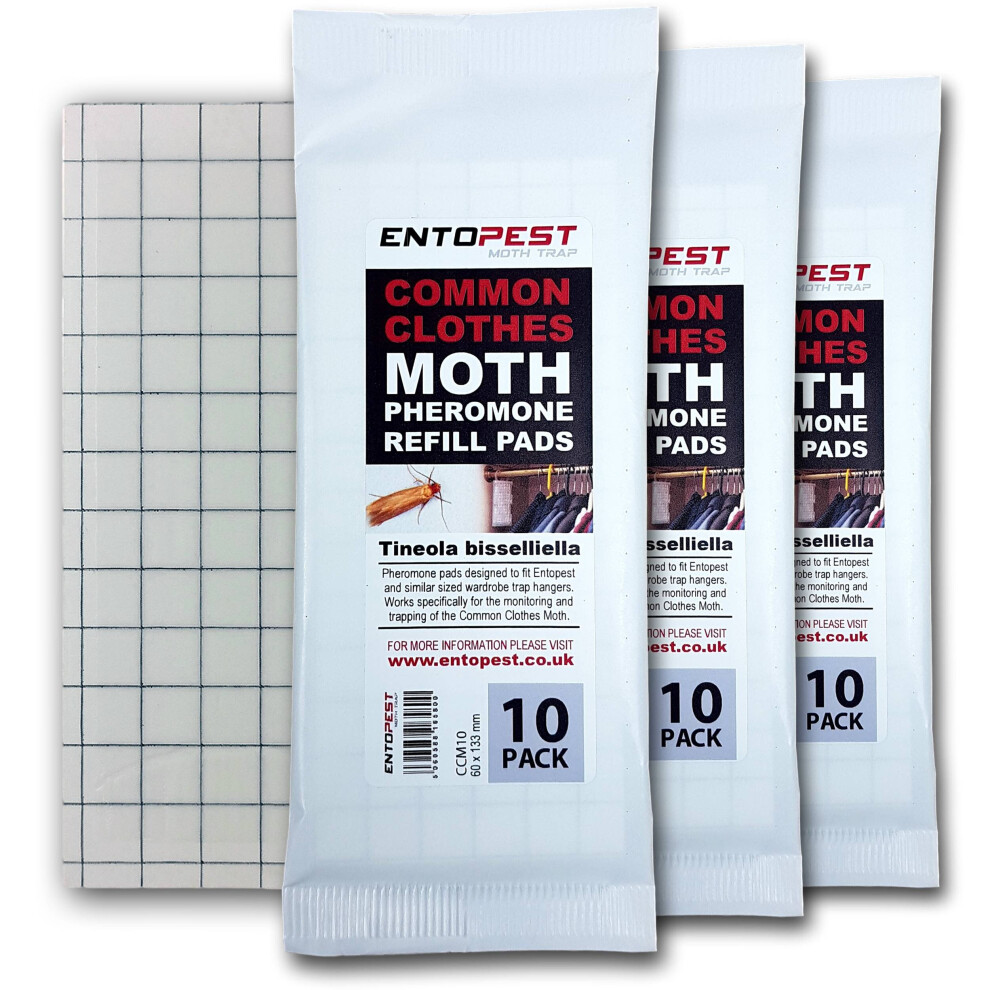 Pack of 30 Entopest Common Clothes Moth Pheromone Replacement Refill Pads