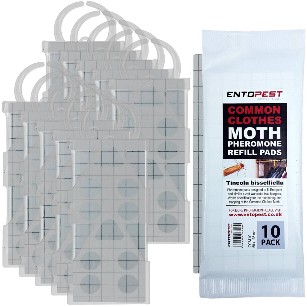 10 x Entopest Common Clothes Moth Traps & 10 Pheromone Glue Boards