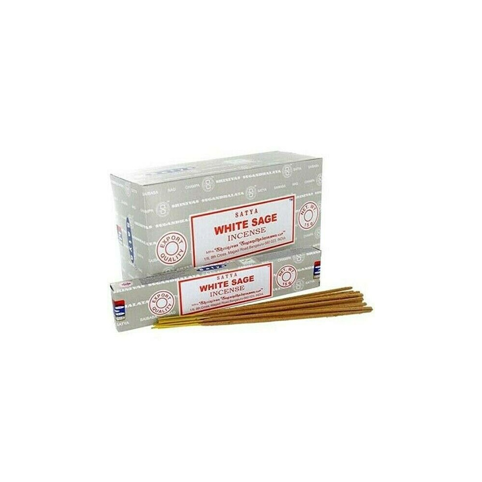 1 Box Of 12 Packs Satya Nag Champa White Sage Incense Sticks 15G Home Fragrance Agarbatti Scents