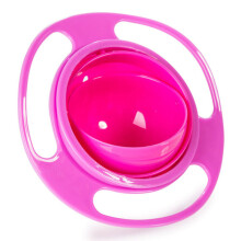 (Red) Universal Baby Feeding Bowl 360 Degree Rotating Gyro Toddler Spill-Proof Bowl