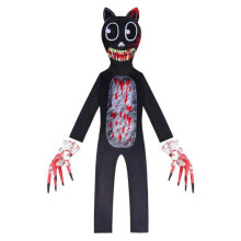 (7-8Years) Kids Cartoon Cat Scary Costume Cosplay Jumpsuit Halloween Fancy Dress W/Gloves