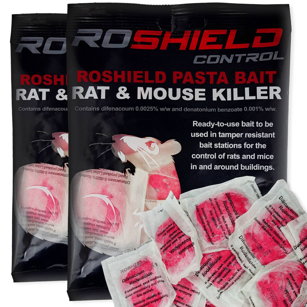 Roshield 30 Mouse Mice Rat Pasta Bait Killer Control Sachets (2 x 150g Pack)-image-OPC-P77N8HK-NEW