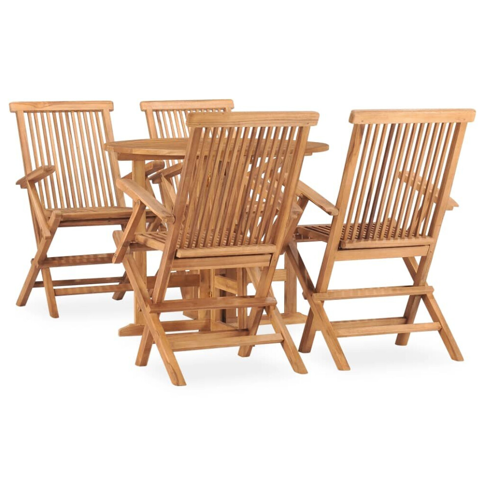 vidaXL Solid Teak Wood Folding Outdoor Dining Set 5 Piece Outdoor Furniture