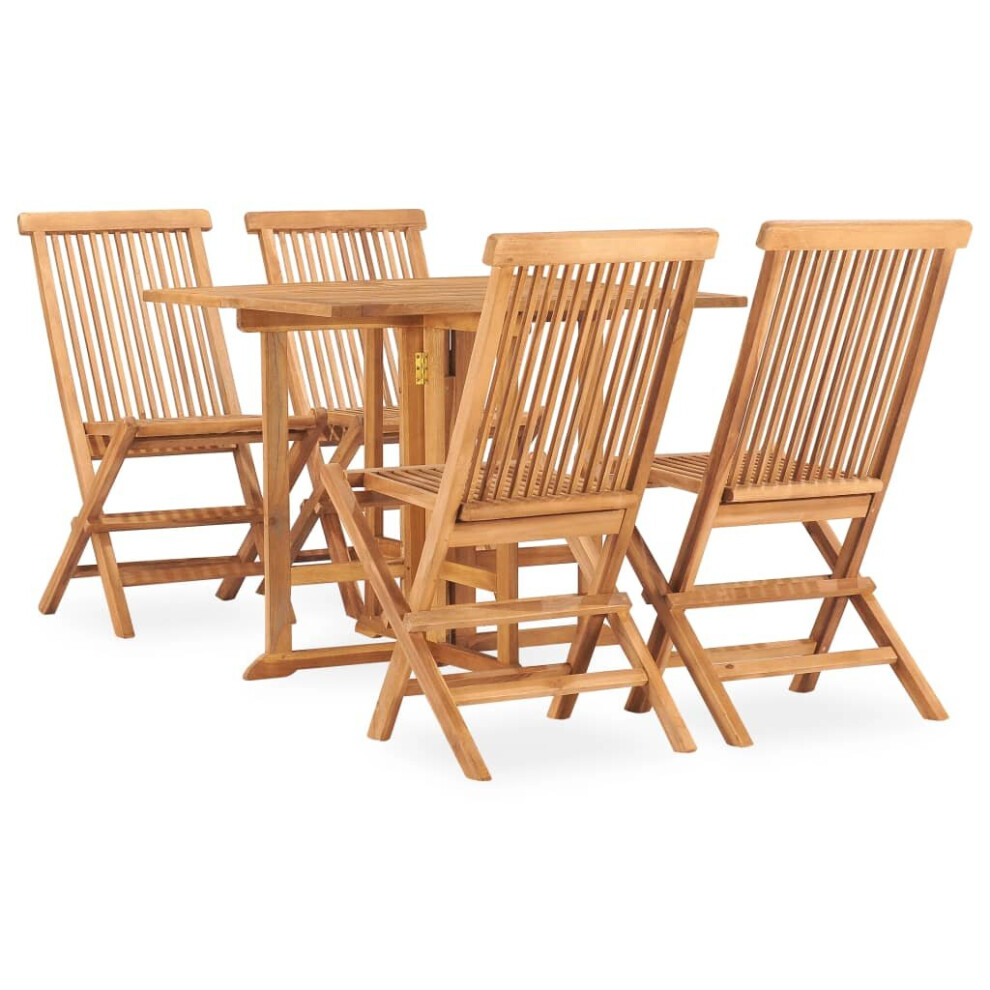 vidaXL Solid Teak Wood Folding Outdoor Dining Set 5 Piece Outdoor Furniture