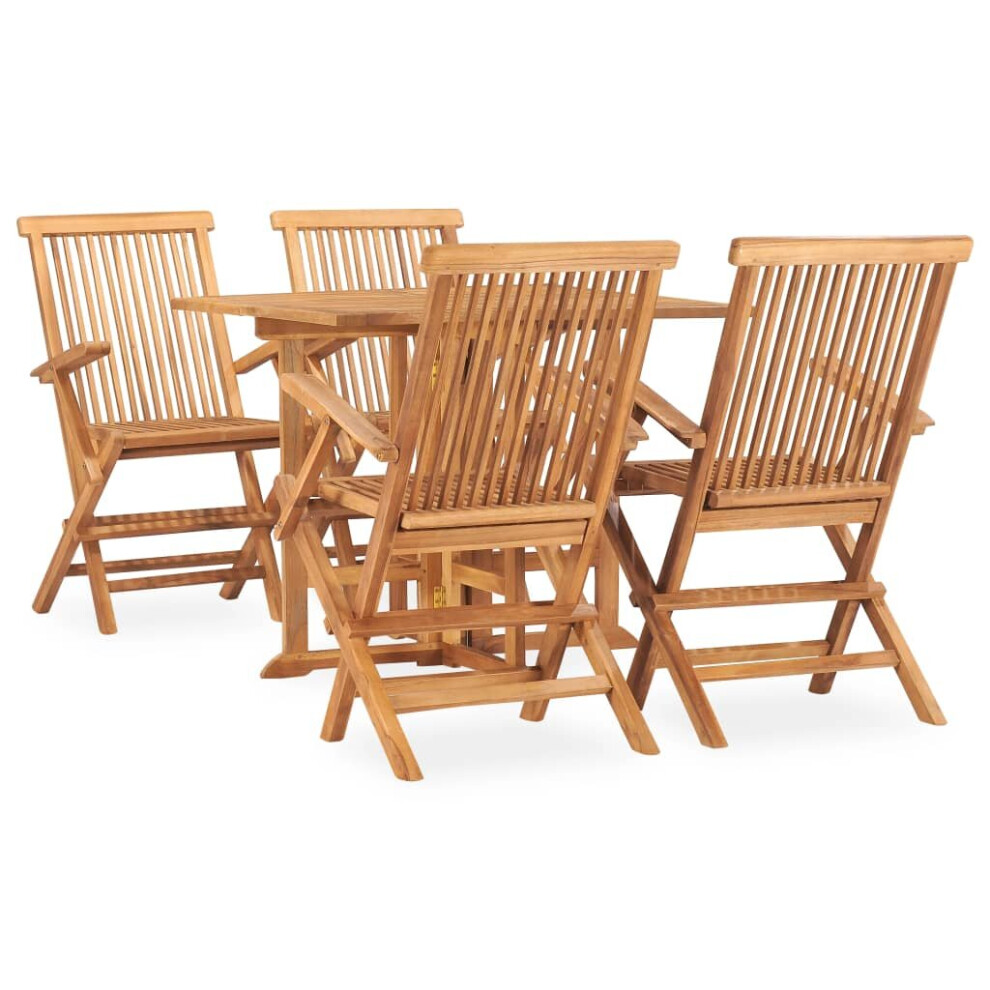 Vidaxl Solid Teak Wood Folding Outdoor Dining Set 5 Piece Outdoor Furniture