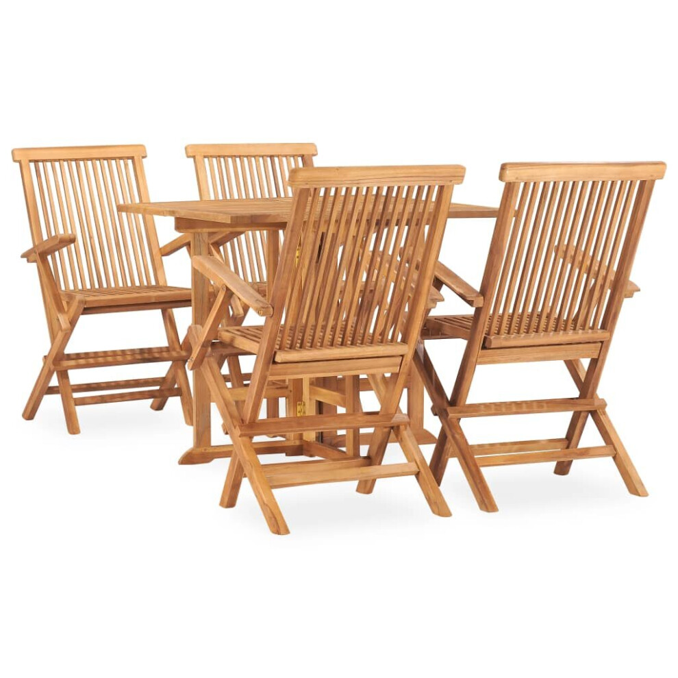 vidaXL Solid Teak Wood Folding Outdoor Dining Set 5 Piece Outdoor Furniture