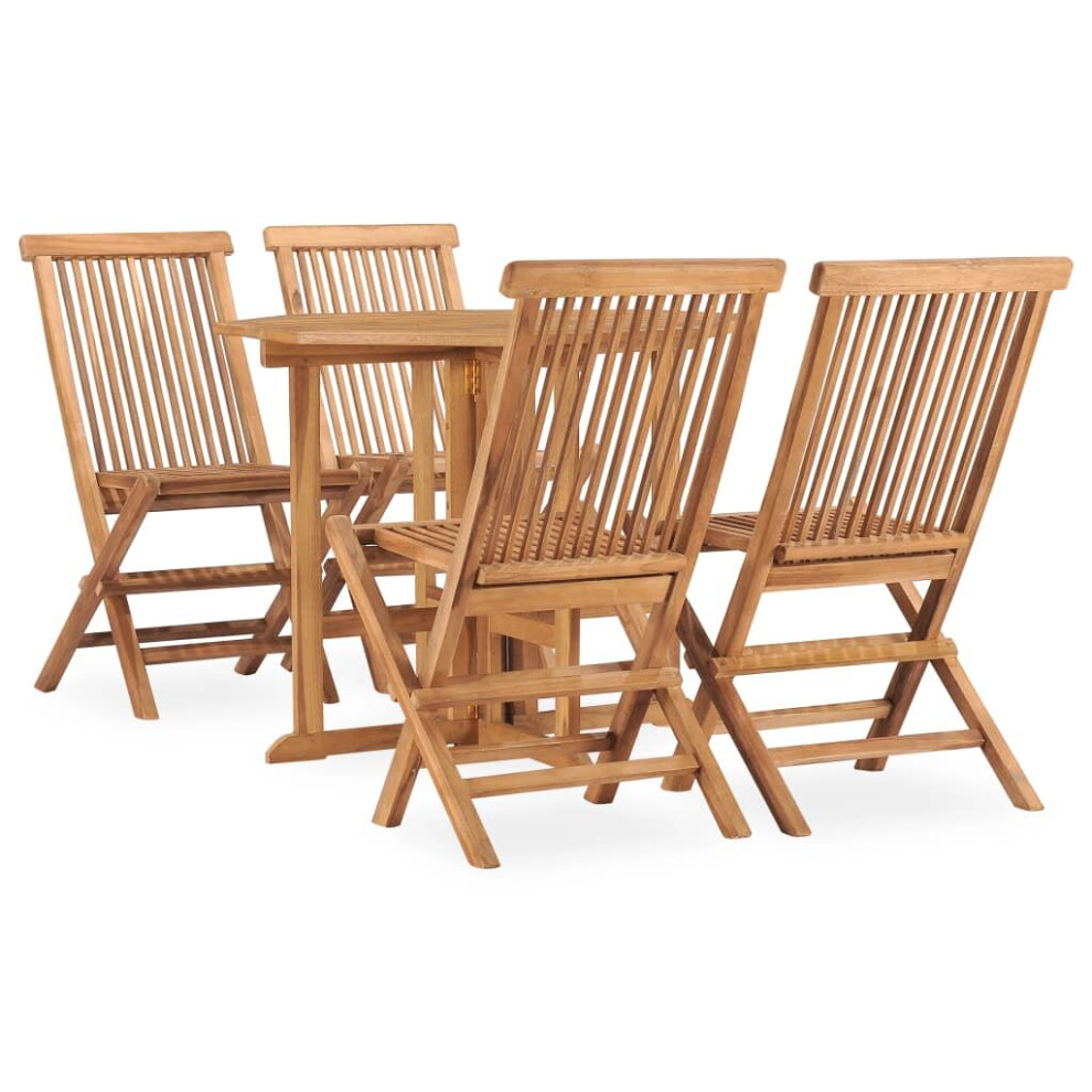 vidaXL Solid Teak Wood Folding Outdoor Dining Set 5 Piece Outdoor Furniture