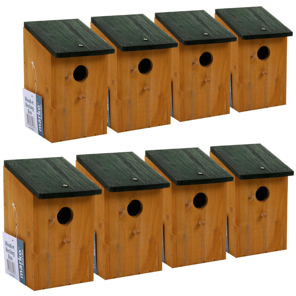 (8 x Wooden Nesting Box) Wooden Nesting Box Bird Nest House Small Birds Robin Sparrow Bluetit Traditional