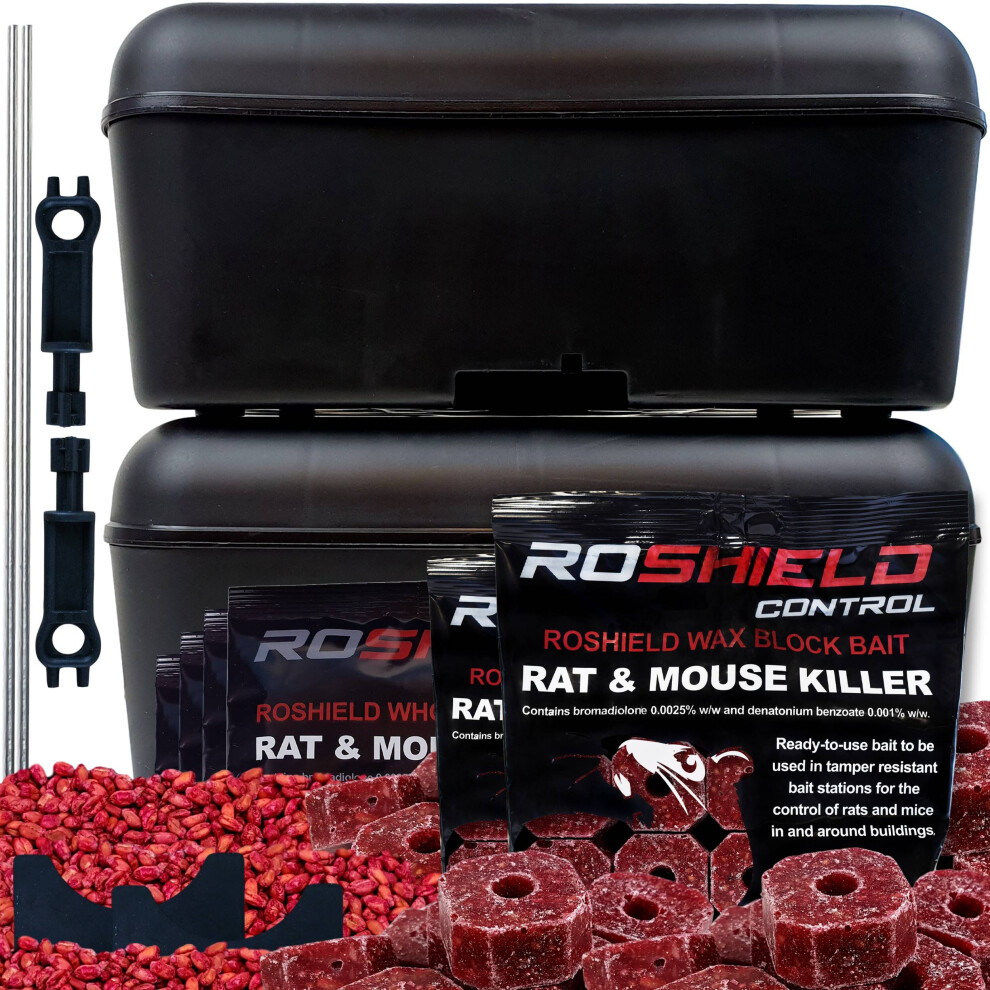 (2 Box Kit) Roshield Multi-Bait Block Bait Control Kit