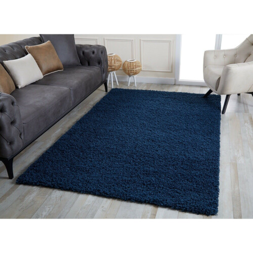 Navy Blue Small - Large Plain Shaggy Rug