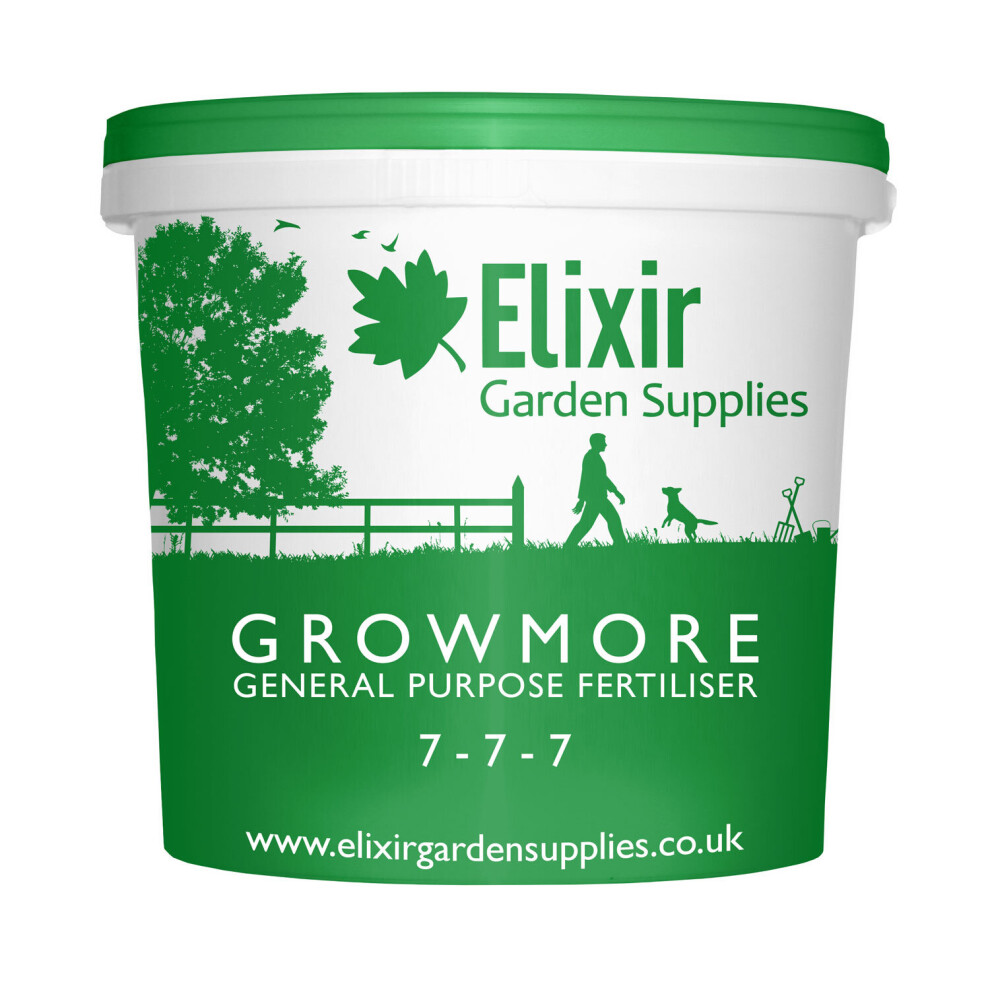 (Tub, 500g) Elixir Gardens | Growmore 7-7-7 Special Blend All Round General Purpose Fertiliser | 500g - 25kg Bag or Tub