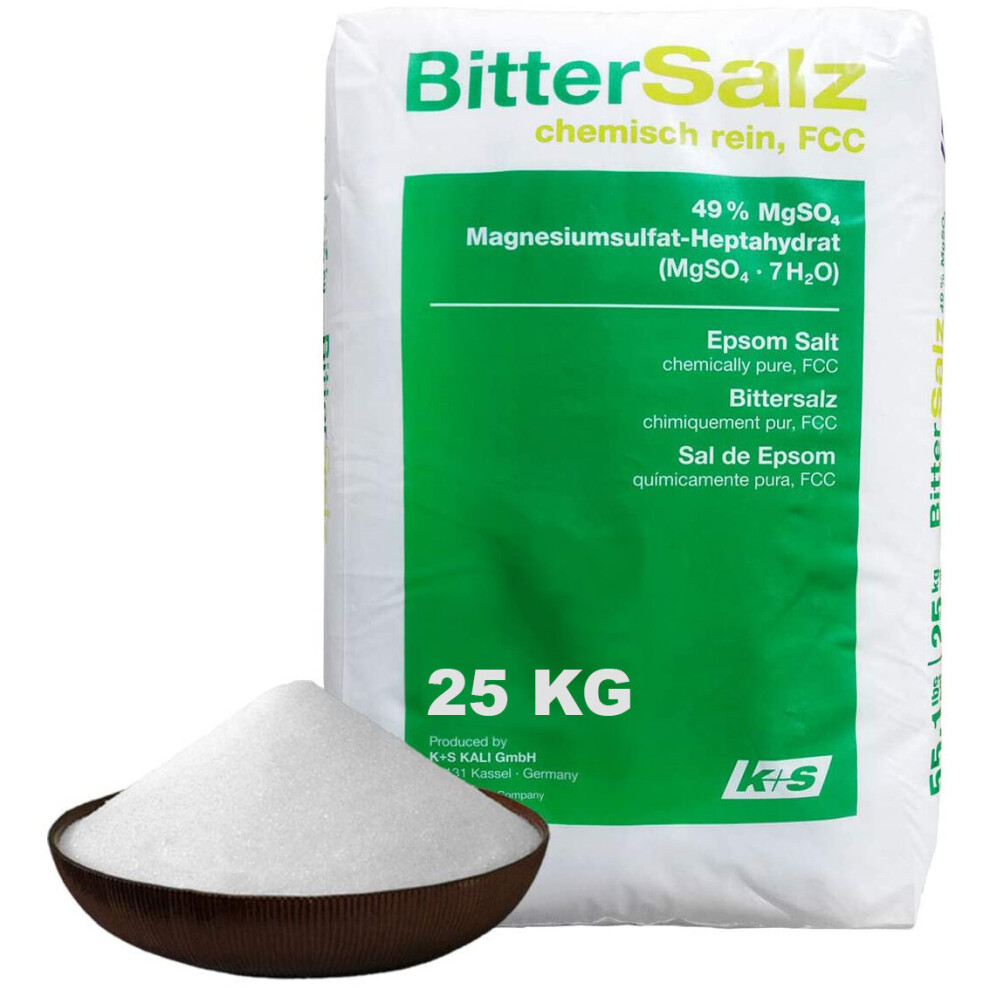 Epsom Salts Pure Organic Bath Salts | BP / FCC Food Grade Magnesium Sulphate 25kg Bag