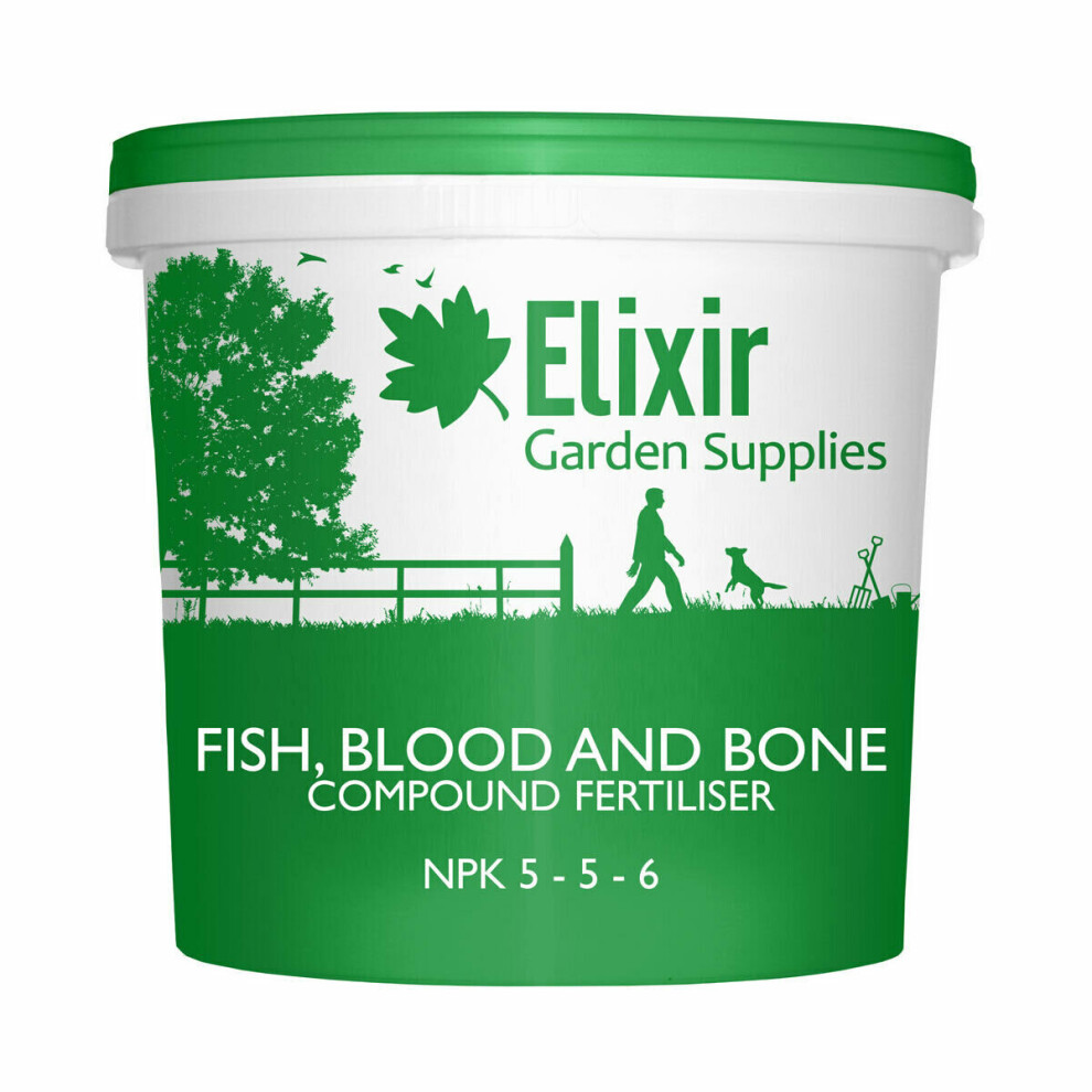 (Tub, 5kg) Elixir Gardens | Fish, Blood & Bone | Multi Purpose Organic-Based Fertiliser / Plant Food | NPK 5-5-6 | 500g - 25kg Bag or Tub