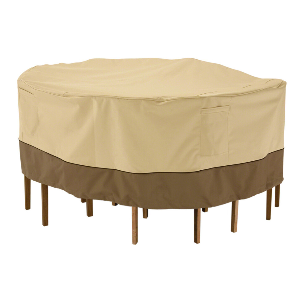 Classic Accessories Veranda Round Patio Table & Chair Set Cover - Durable And Water Resistant Outdoor Furniture Cover, X-Large
