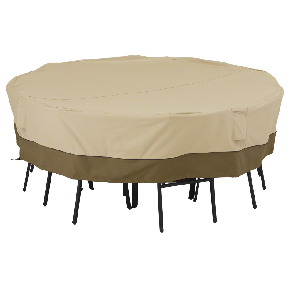 Classic Accessories Veranda Square Patio Table & Chair Set Cover - Durable And Water Resistant Patio Set Cover, Medium-Large