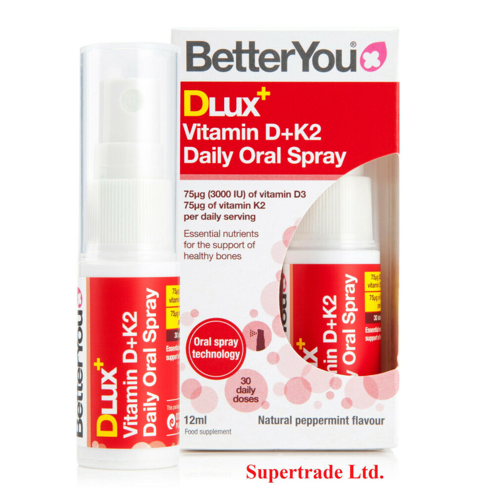 4 X BetterYou DLux+ Vitamin D + K2 Daily Oral Spray - 12ml