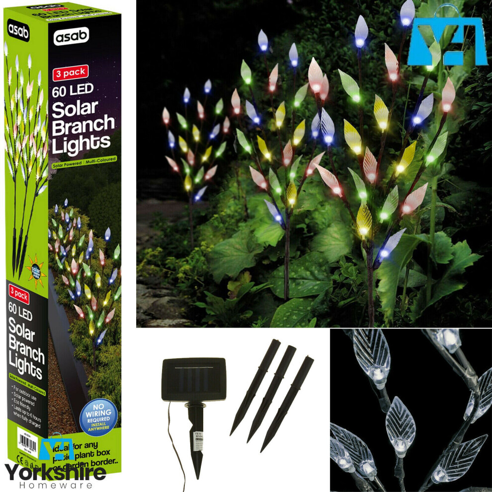 60 LED Solar Powered Branch Triple Tree Leaf Patios Garden Lights