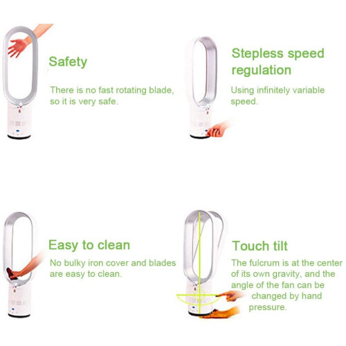 (Silver) Ultra-Quiet Negative Ion Air Bladeless Tower Fan 1