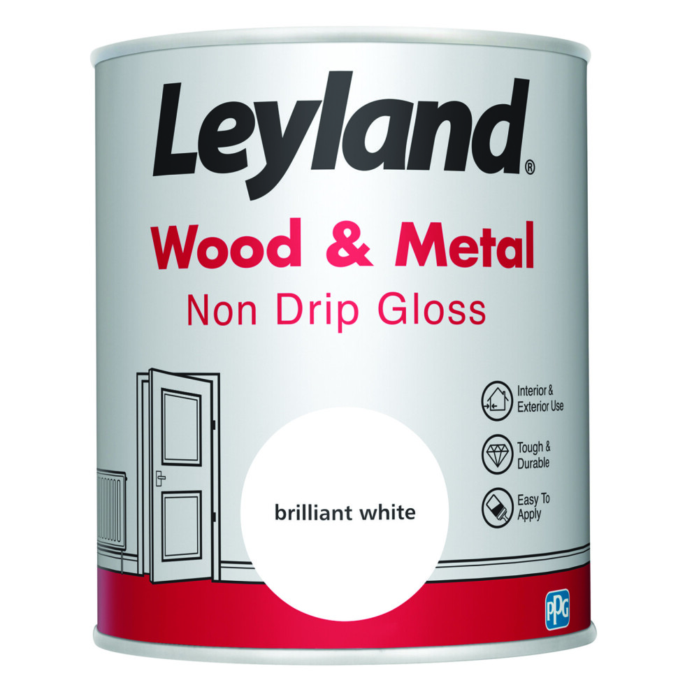 Leyland Wood & Metal Paint Non Drip Gloss White 750ml