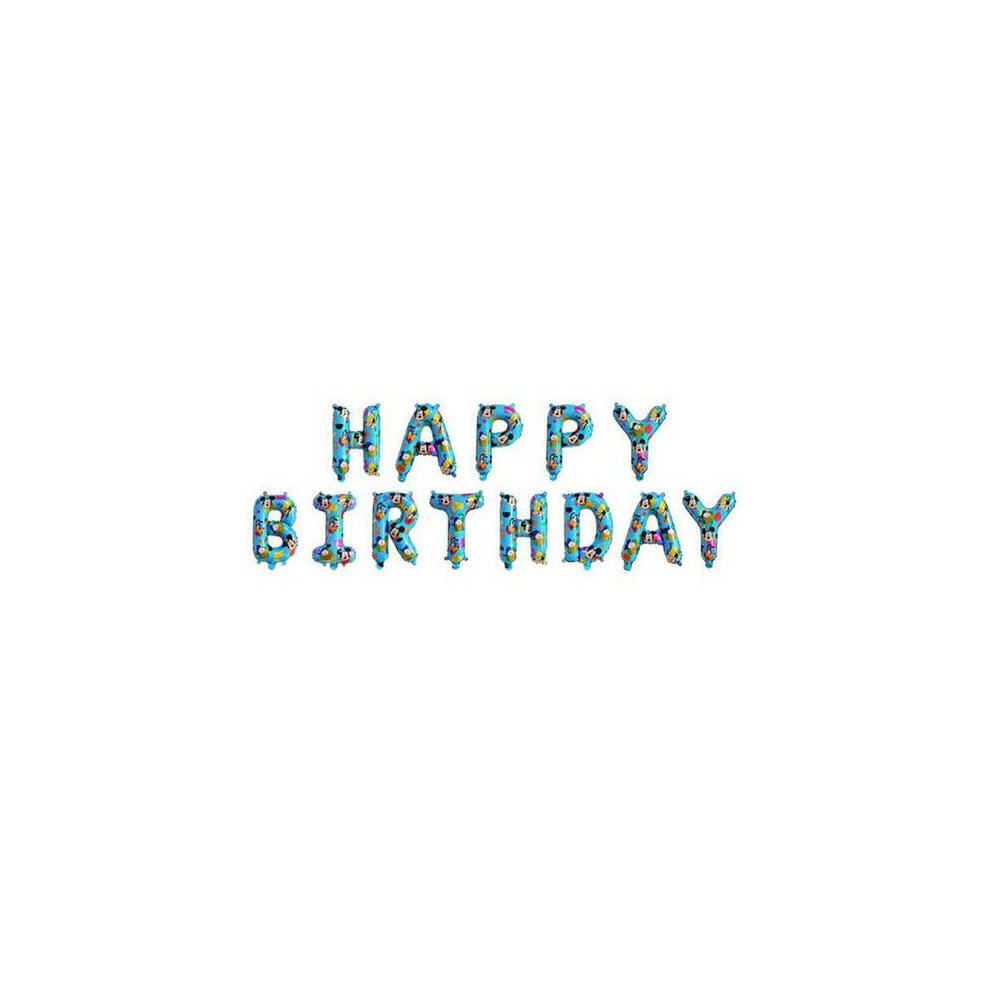 (Balloon Banner Mickey Mouse) Large Happy Birthday Balloons Banner Self Inflating Balloon Bunting Party Decor