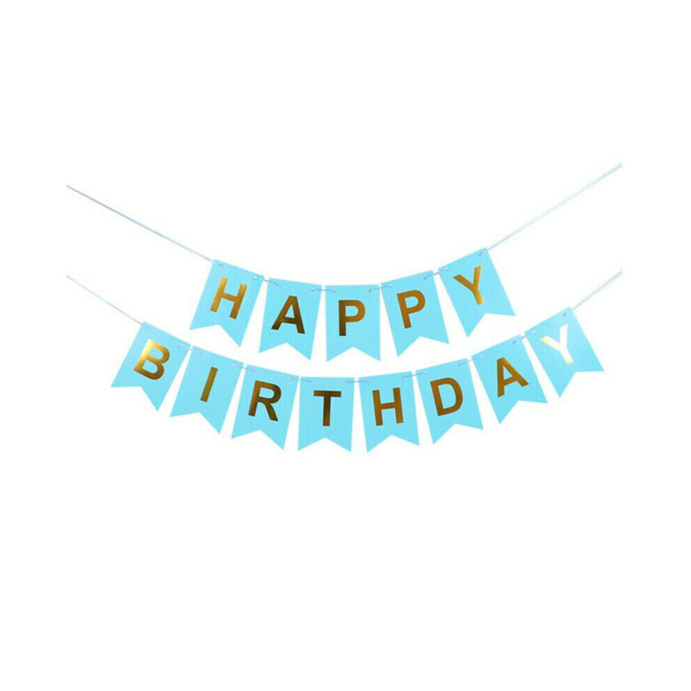(Flag Banner Blue) Large Happy Birthday Balloons Banner Self Inflating Balloon Bunting Party Decor