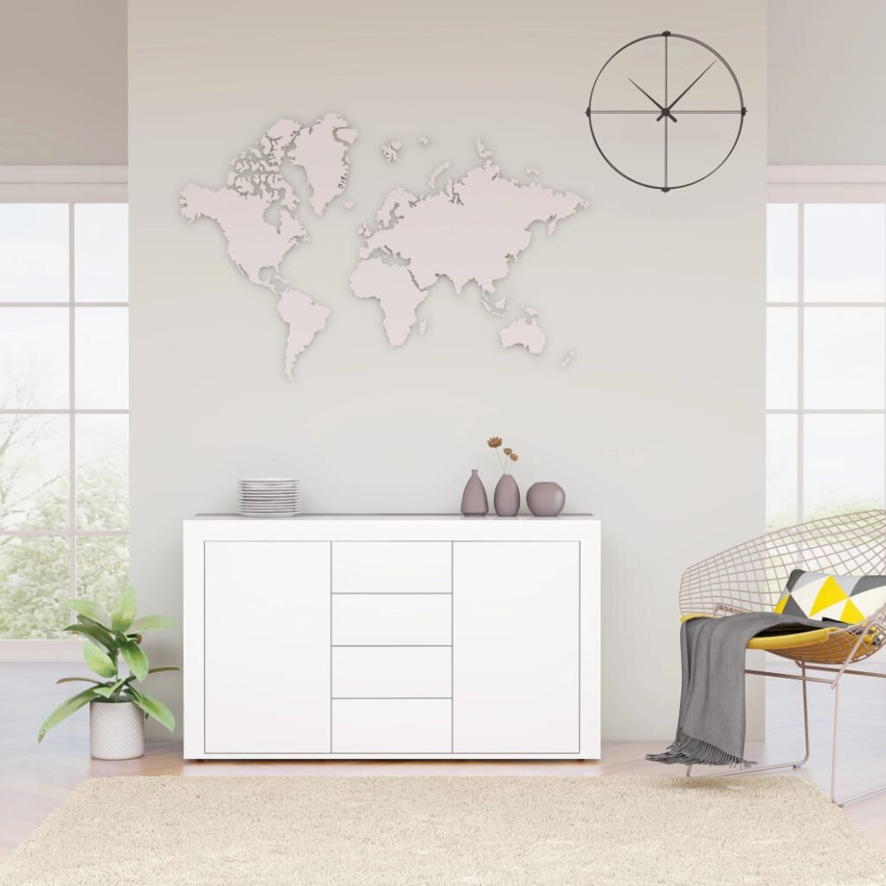 vidaXL Sideboard High Gloss White Engineered Wood Indoor Storage Side Cabinet
