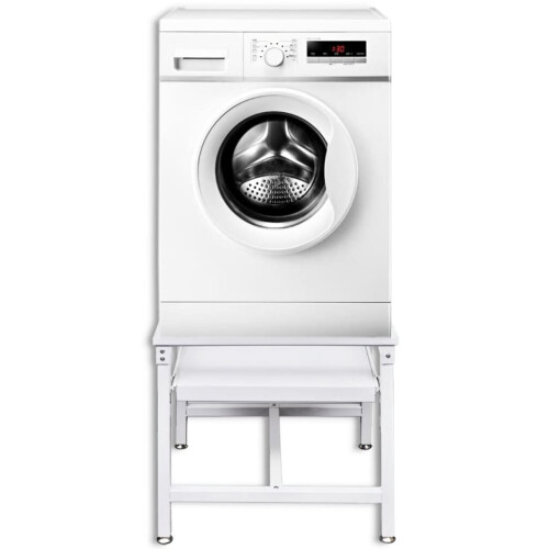 VidaXL vidaXL Washing Machine Pedestal Washing Machine Stand with Pull-Out Shelf White 1