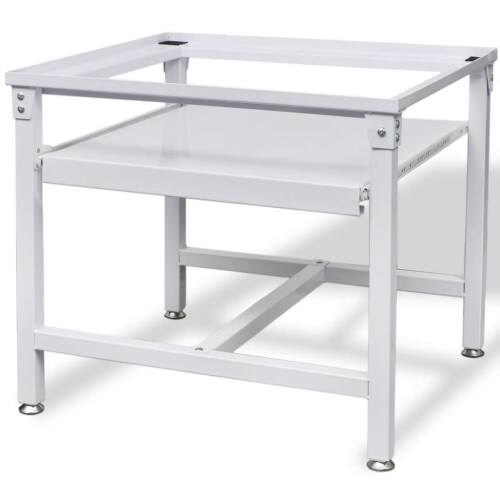 VidaXL vidaXL Washing Machine Pedestal Washing Machine Stand with Pull-Out Shelf White 2