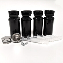 (With Plugs) Set of 4 Black Brackets For Towel Rail Radiators