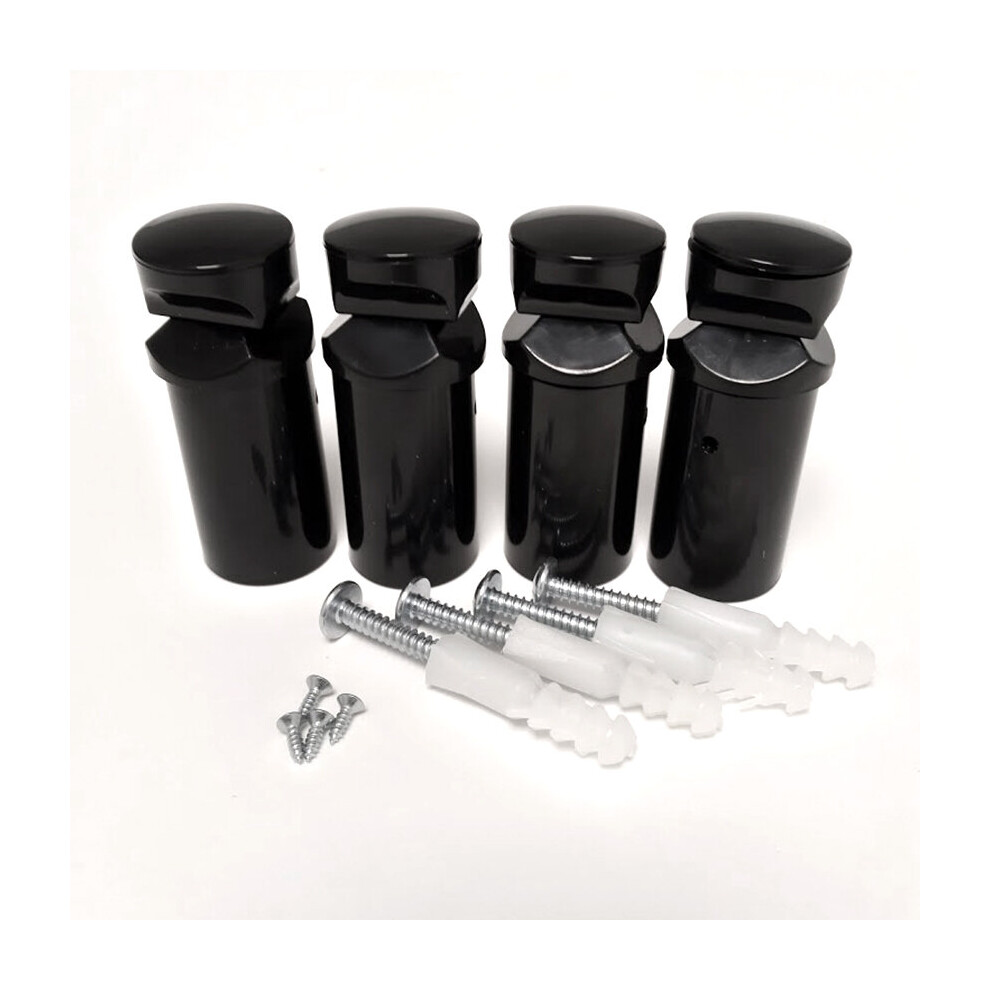 (Without Plugs) Set of 4 Black Brackets For Towel Rail Radiators