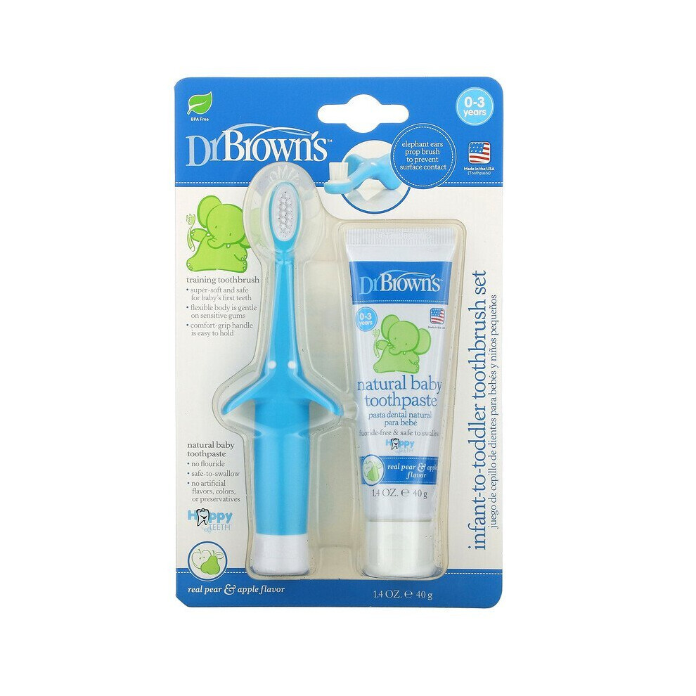 Dr. Brown's, Infant to Toddler Toothbrush Set, Real Pear & Apple