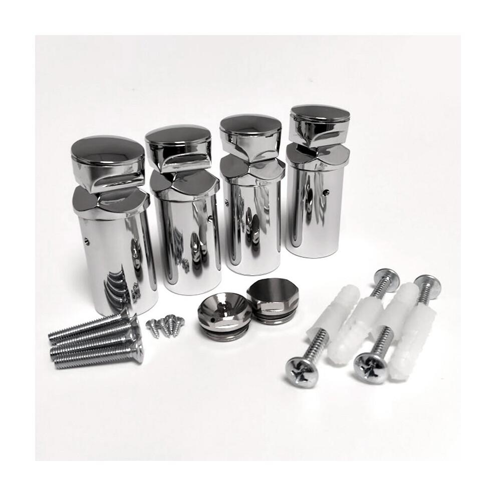 (With Plugs) Set of 4 Chrome Brackets For Towel Rail Radiators